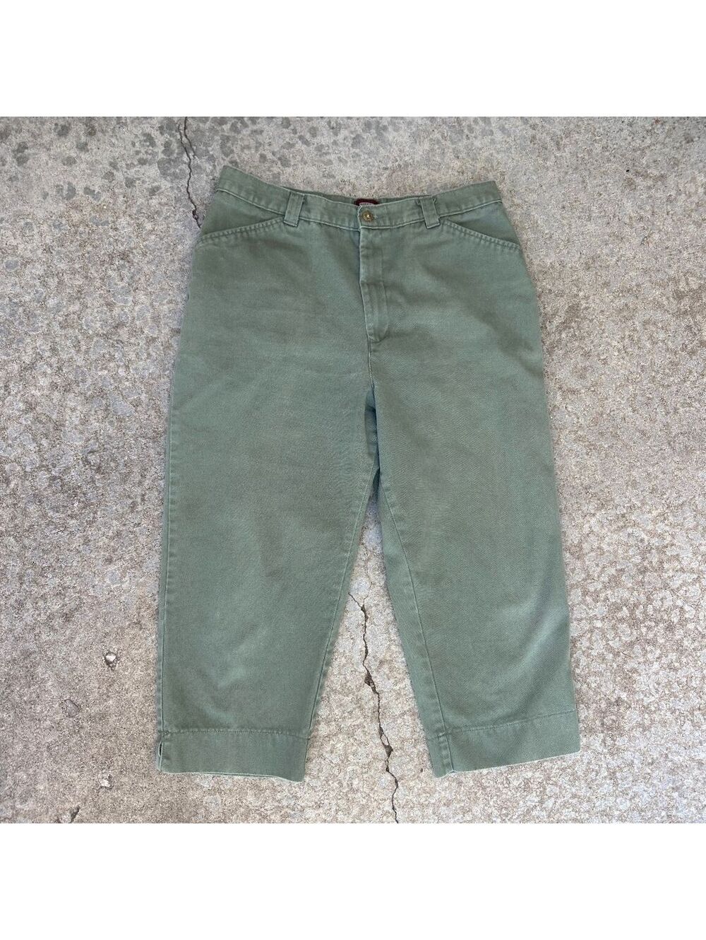 Vintage Riders Casuals Womens Olive Green Cropped Cargo Pants Cotton Size 12